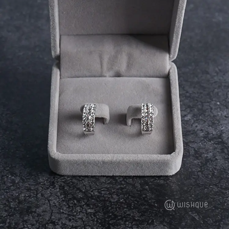 White Gold Hoop Earrings With Cloe Crystals White Gold Plated