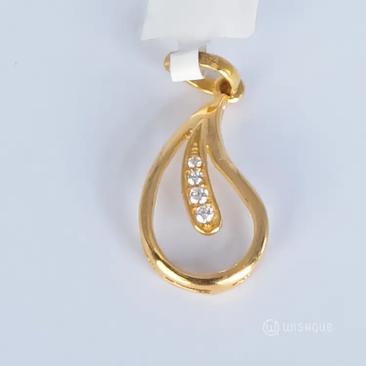 22kt Gold Drop Pendant With Zercone