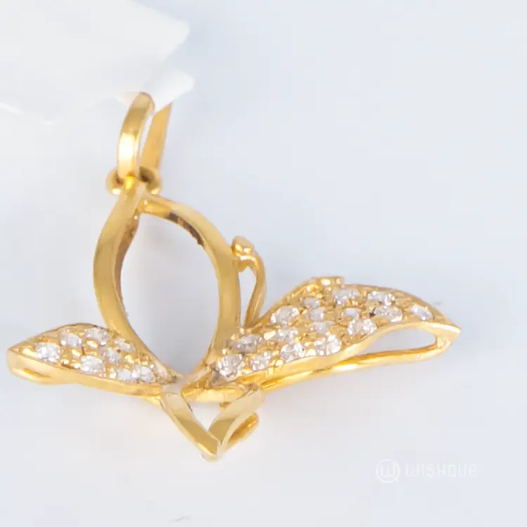 22kt Gold Butterfly Pendant With Zercone
