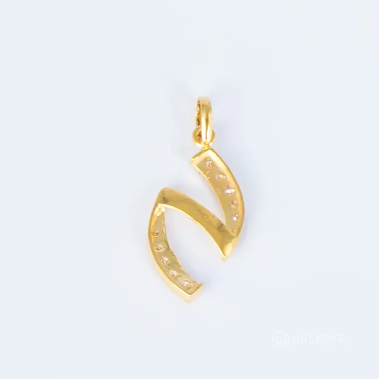 22kt Gold Spiral Pendant with Zercone