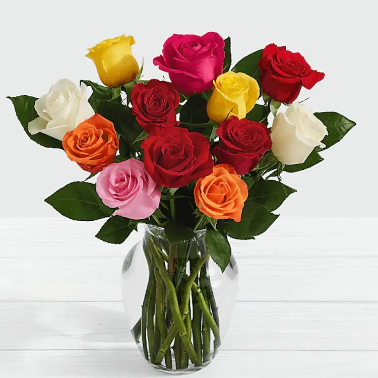 Mixed Roses with Vase