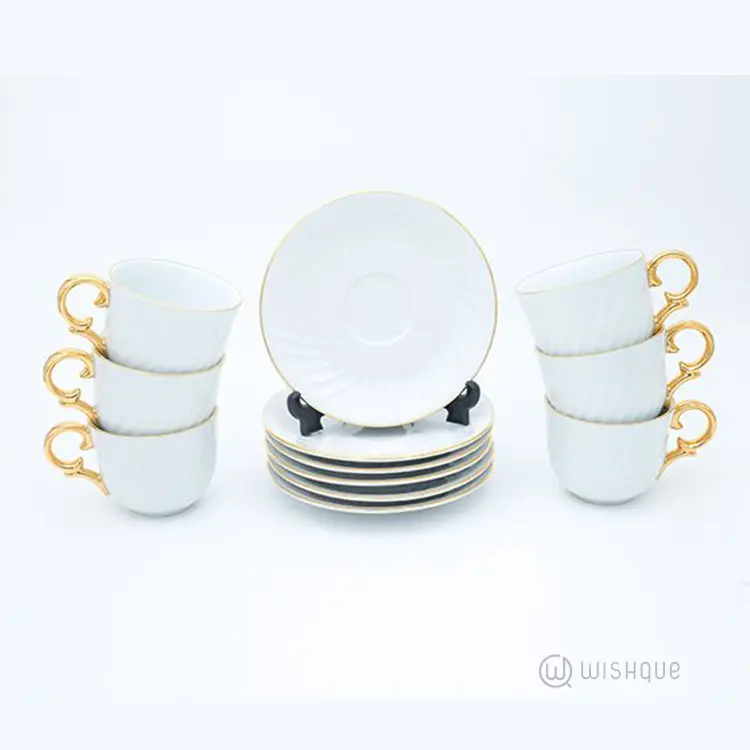 Royal Fernwood White with Gold Handle 12 Pieces Tea Set