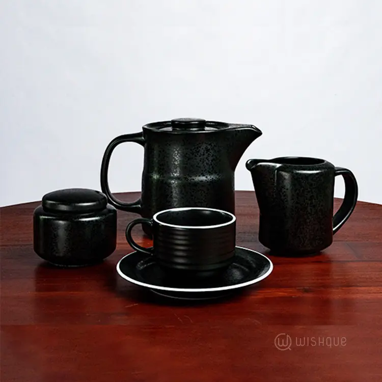 Royal Fernwood Pearl Black 17 Pcs Tea Set