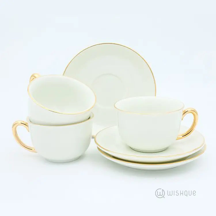 Royal Fernwood Ivory Gold Handle 12 Pieces Tea Set
