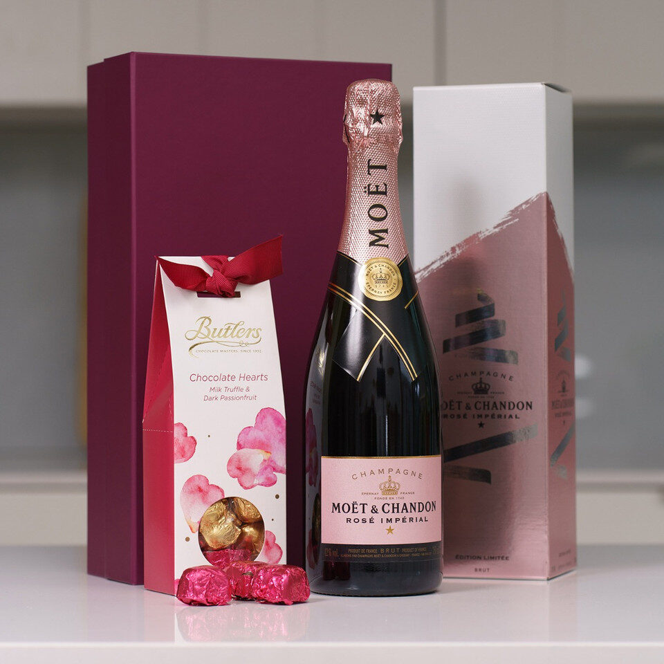 Pink Fizz And Chocolate Hearts Gift