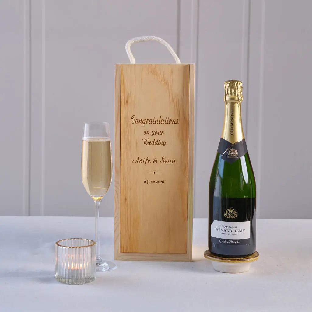 Congrats on your Wedding Champagne in Personalised Wooden Box