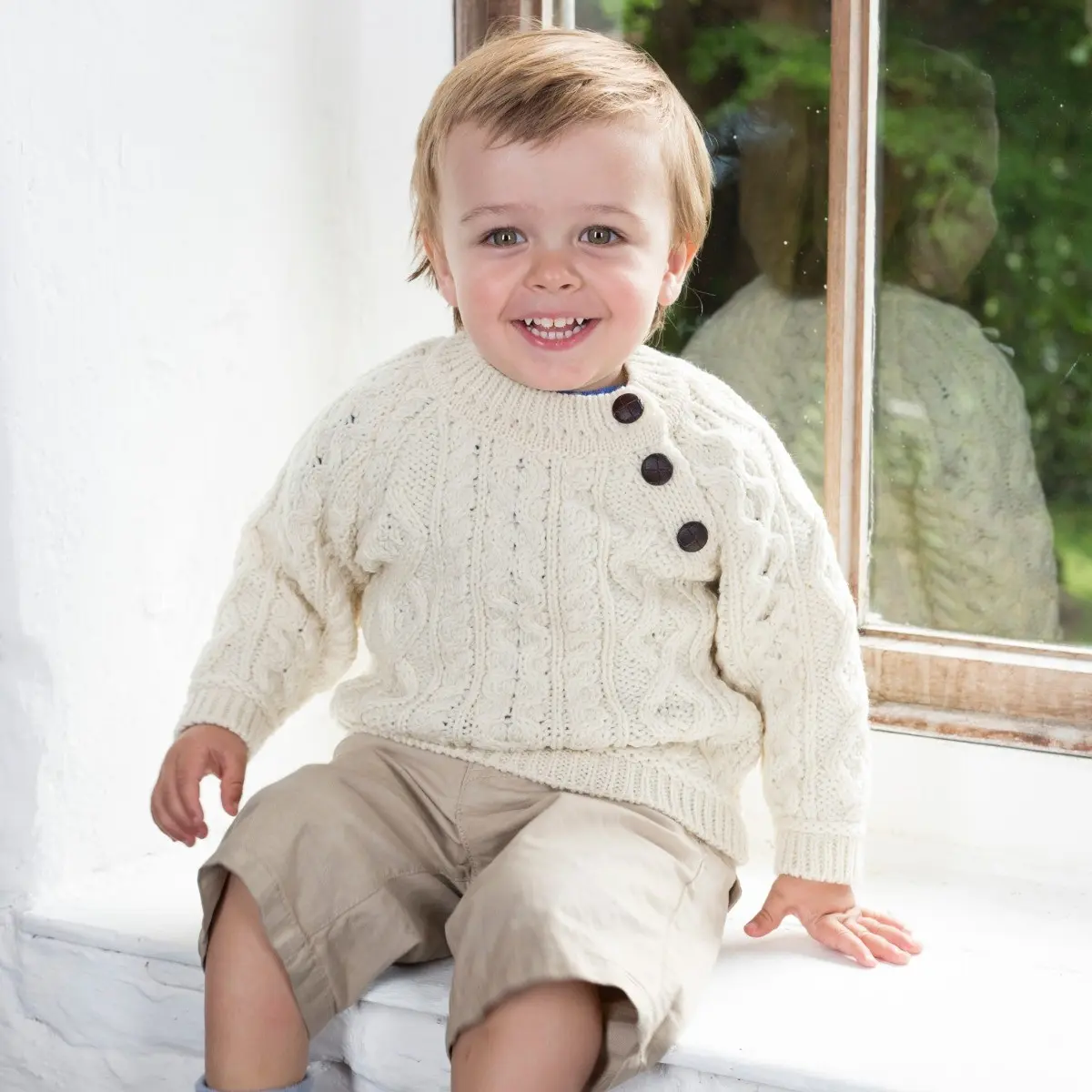 3 Button Baby Aran Sweater