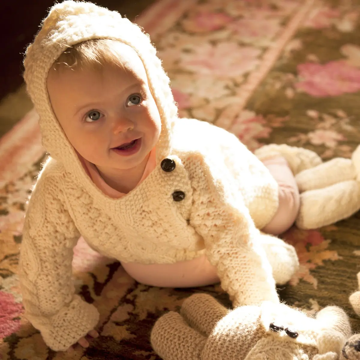 Hand Knit Baby Aran Hoodie