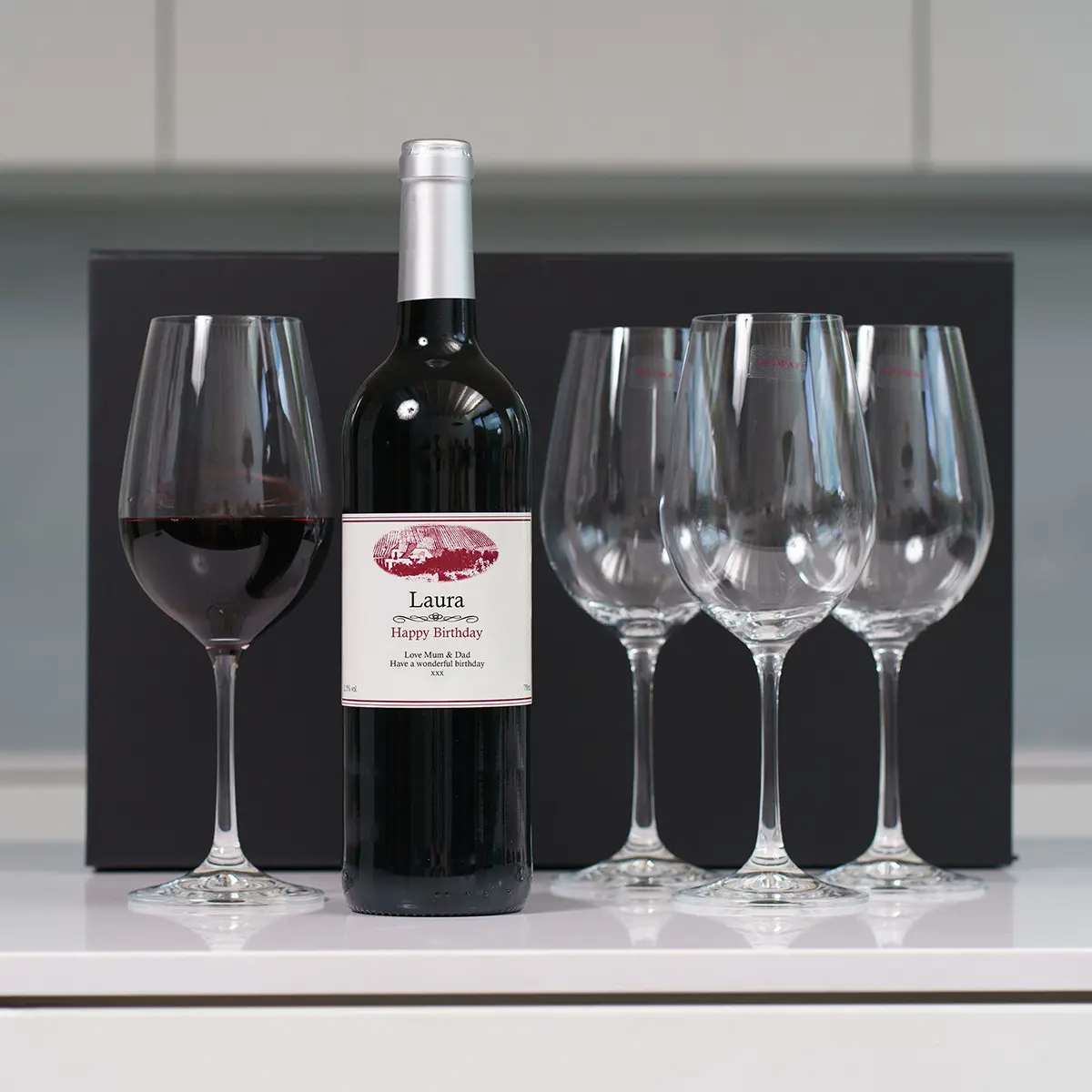 Personalised Wine & Galway Crystal Glasses