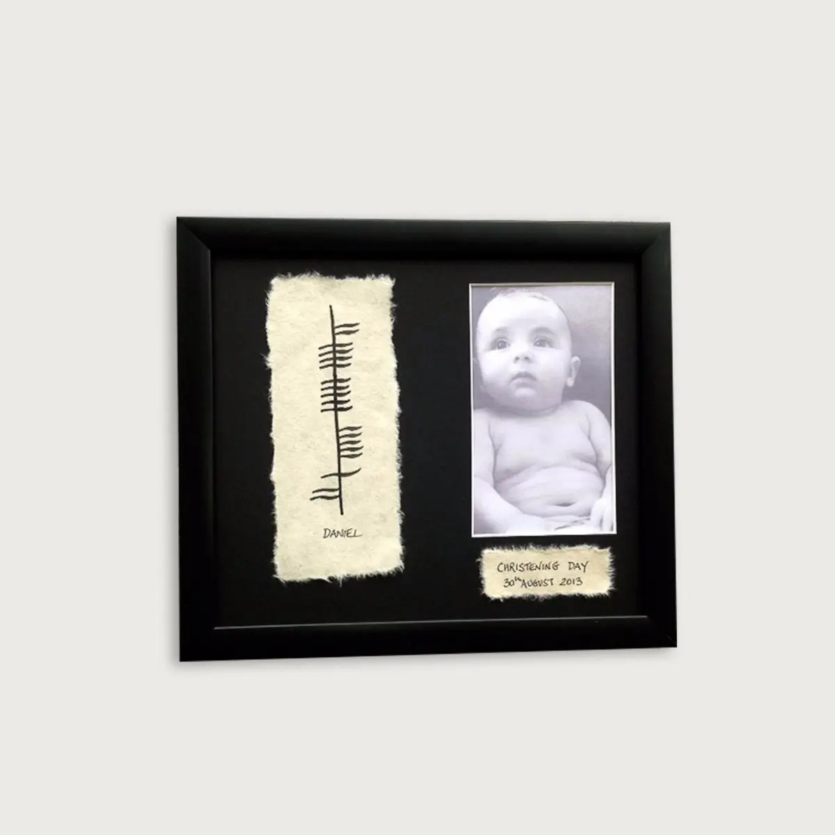 Personalised Ogham Christening Plaque - Name, Date & Photo