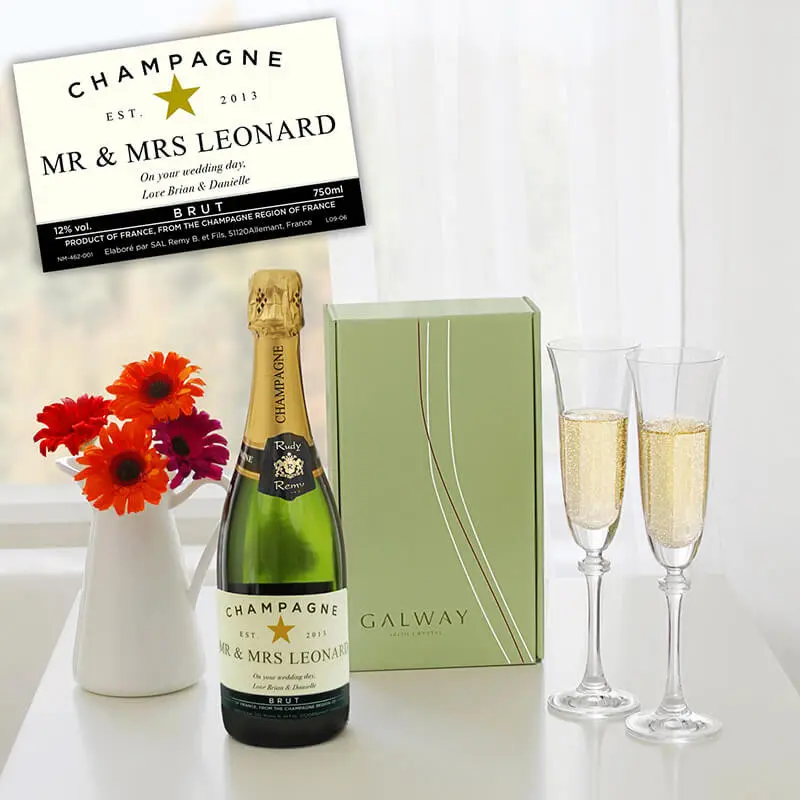 Personalised Champagne & Galway Crystal Flutes