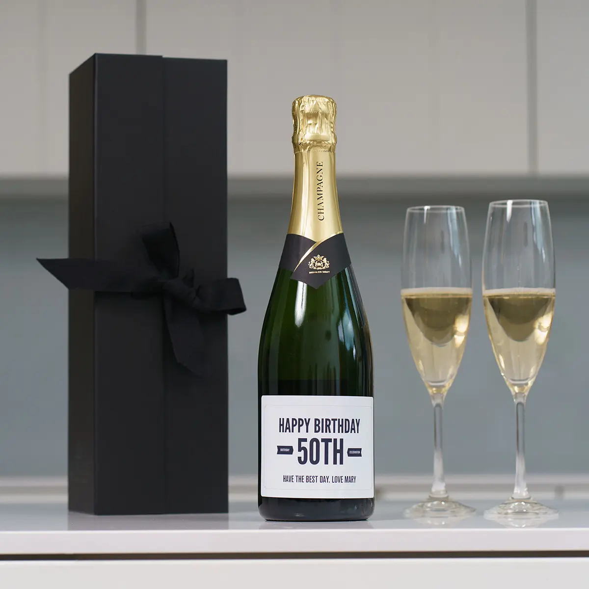 Happy 50th Personalised Champagne Gift