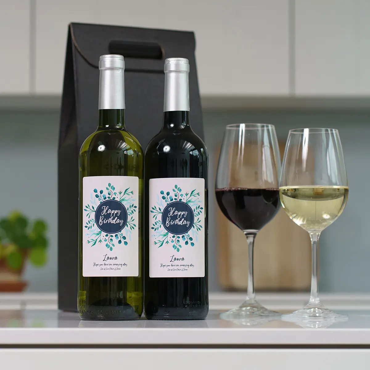 Happy Birthday Personalised Wine Duo