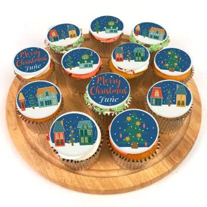 12 Christmas Town Cupcakes