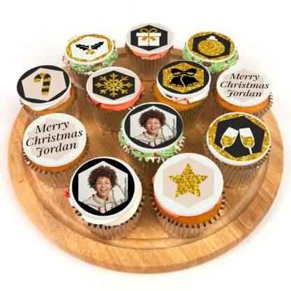 12 Golden Christmas Cupcakes