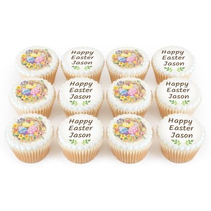 12 Easter Egg Nest Cupcakes