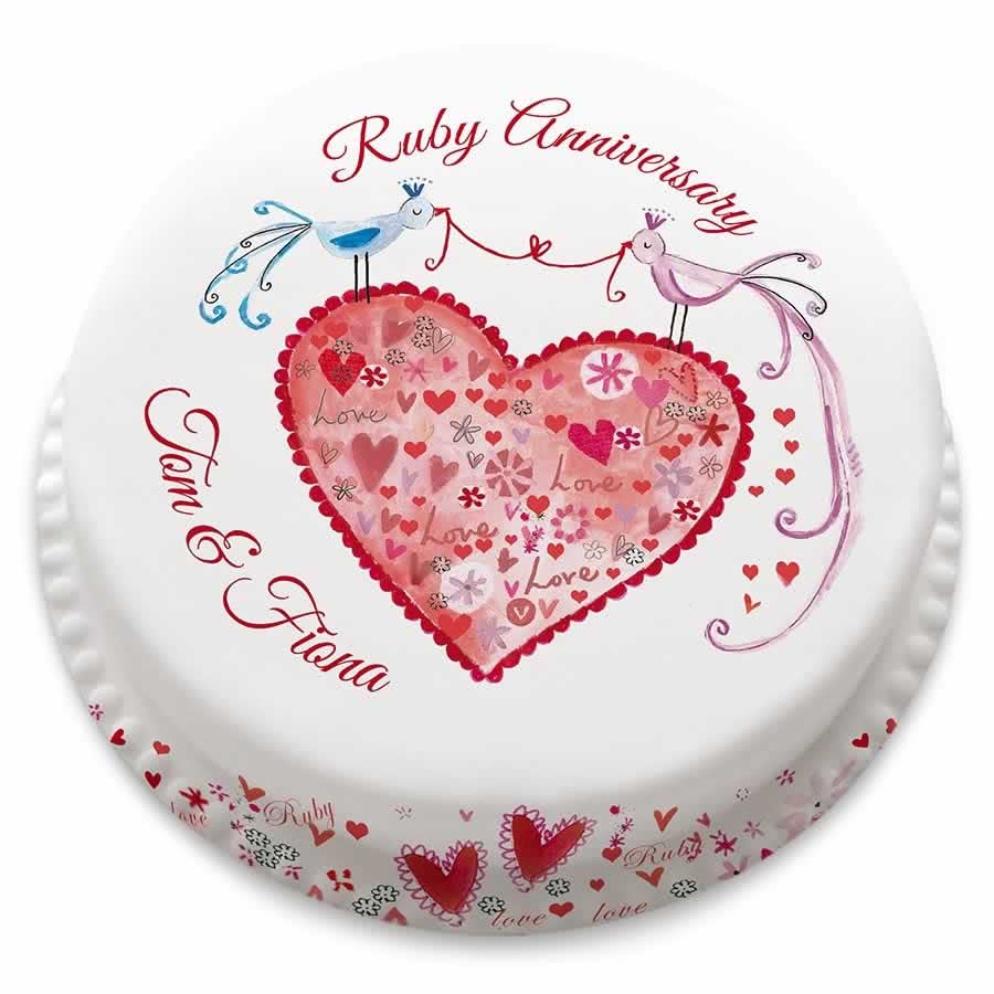 Ruby Anniversary Cake (Medium Cake (Serves 18-25))