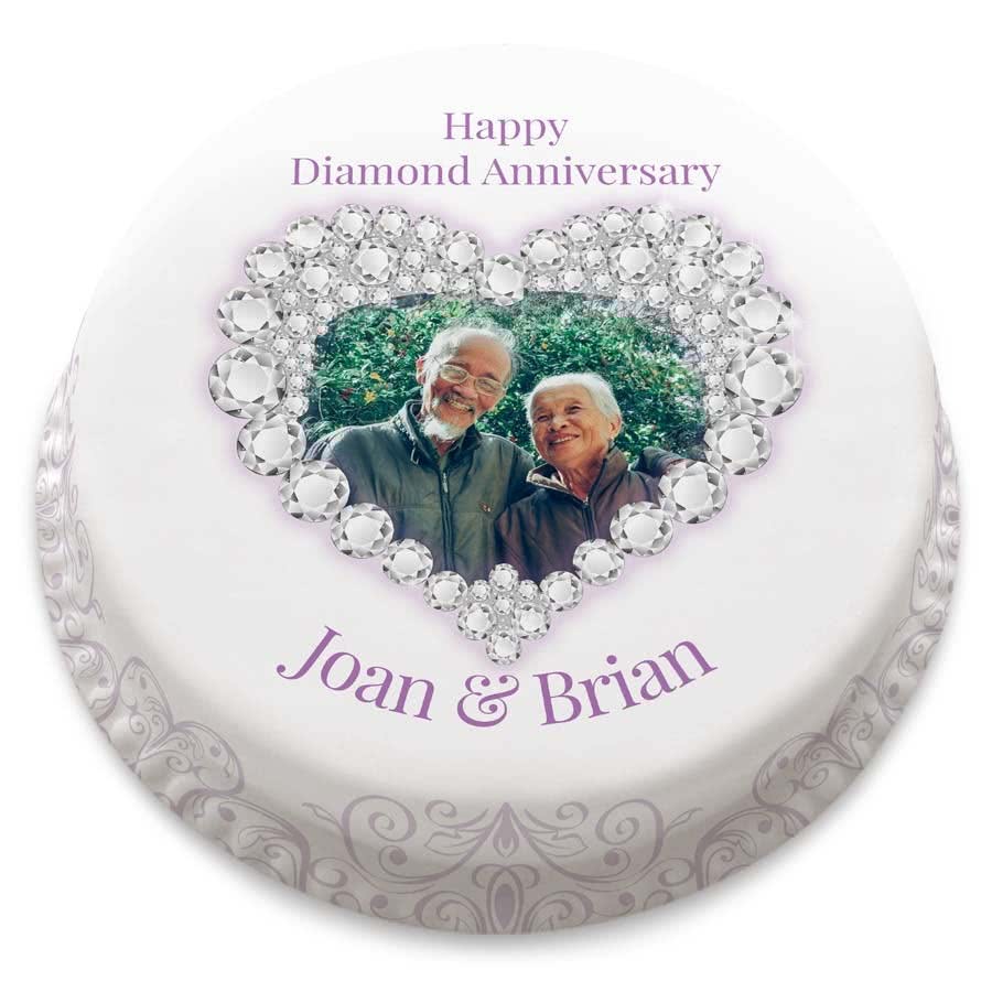 Diamond Anniversary Heart Cake (Medium Cake (Serves 18-25))