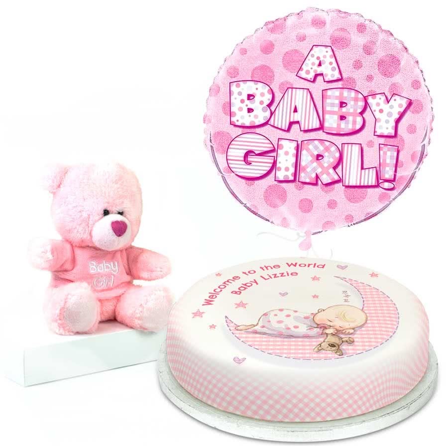 Pink Baby Teddy Gift Set (Medium Cake Set (S) Serves 20)