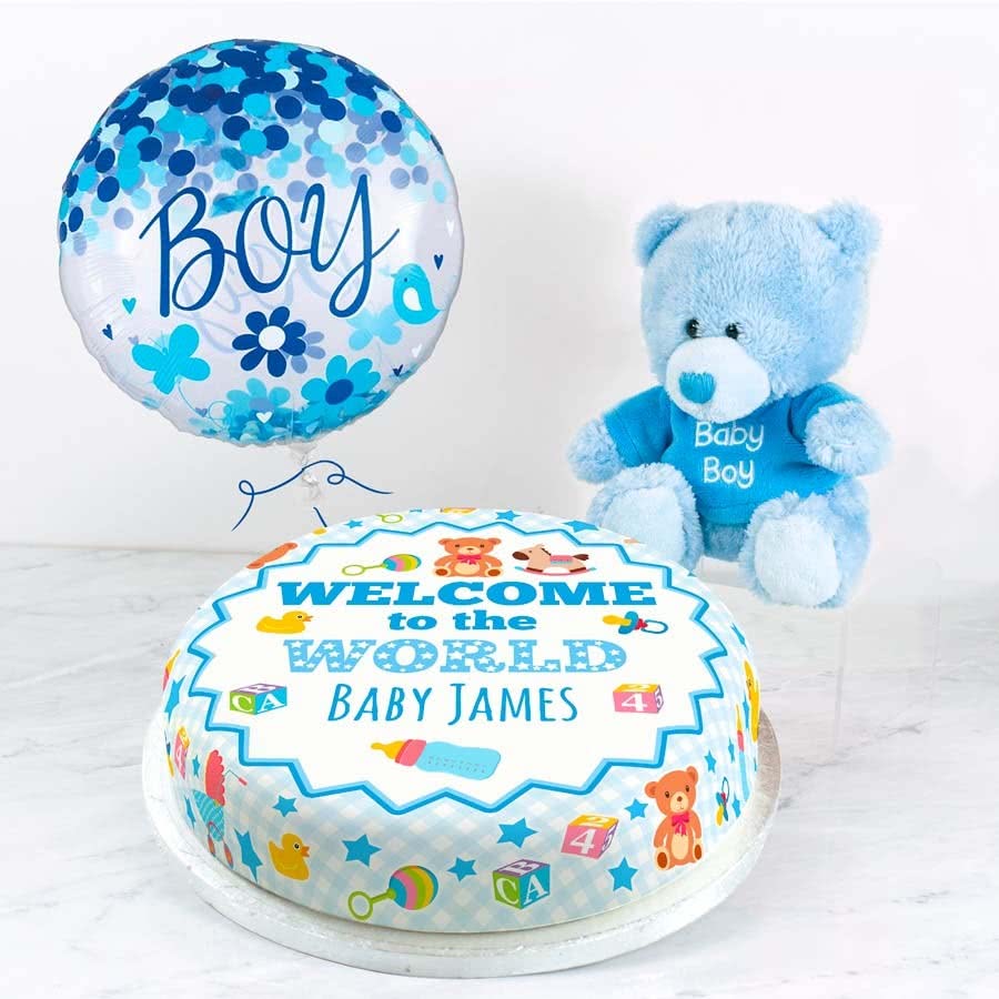 Welcome Baby Boy Gift Set (Medium Cake Set (M) Serves 20)