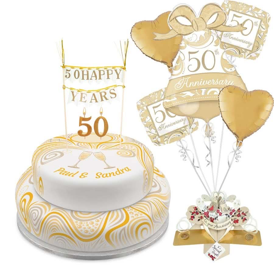 Golden Anniversary Tiered Set (Two Tier (L) Serves 30)