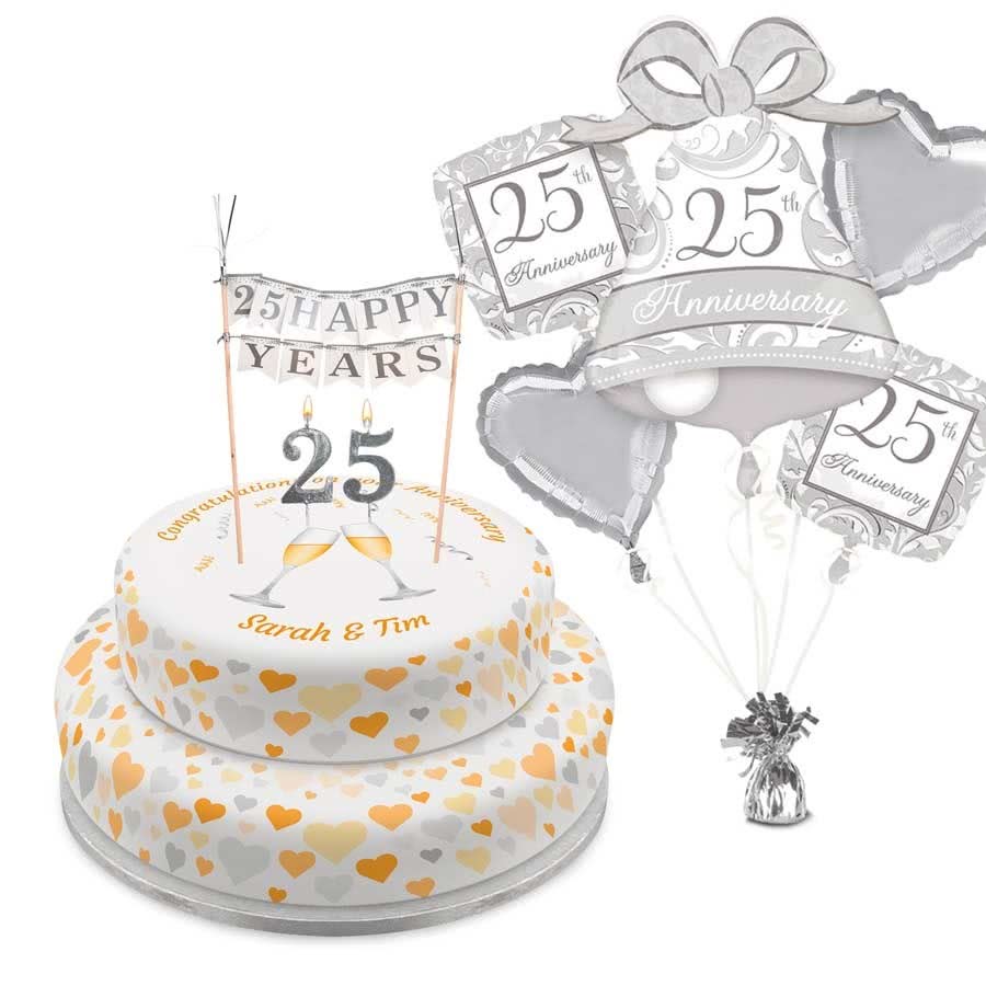 Silver Anniversary Tiered Set (Two Tier (L) Serves 30)