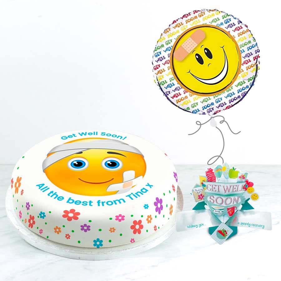 Get Well Emoji Gift Set (Medium Cake Set (S) Serves 20)