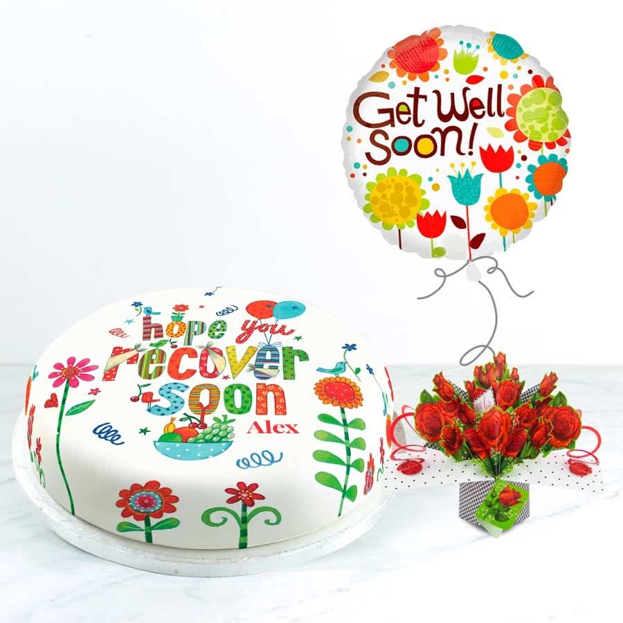 Get Well Roses Gift Set (Medium Cake Set (S) Serves 20)