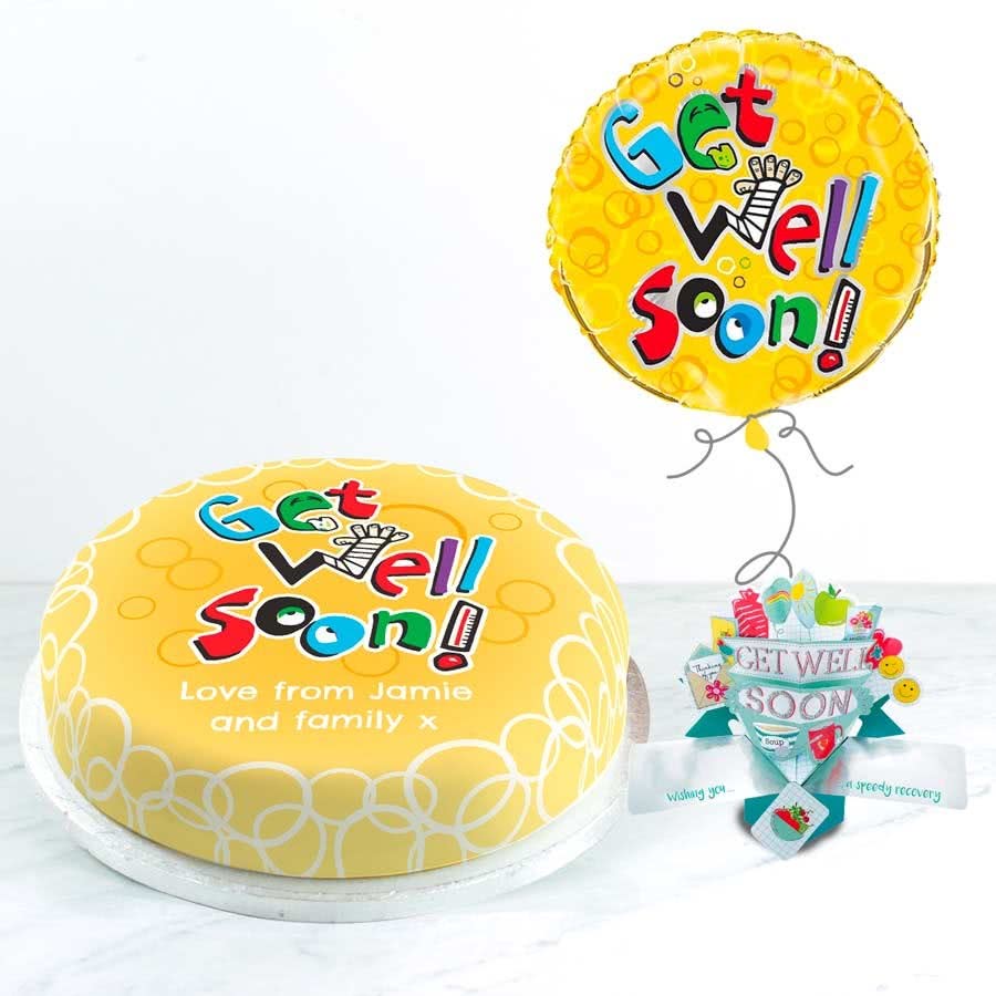 Get Well Soon Balloon Gift Set (Medium Cake Set (M) Serves 20)