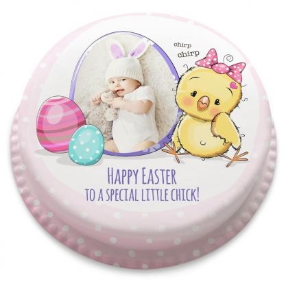 pink chick photo cake (small (serves 10-12))