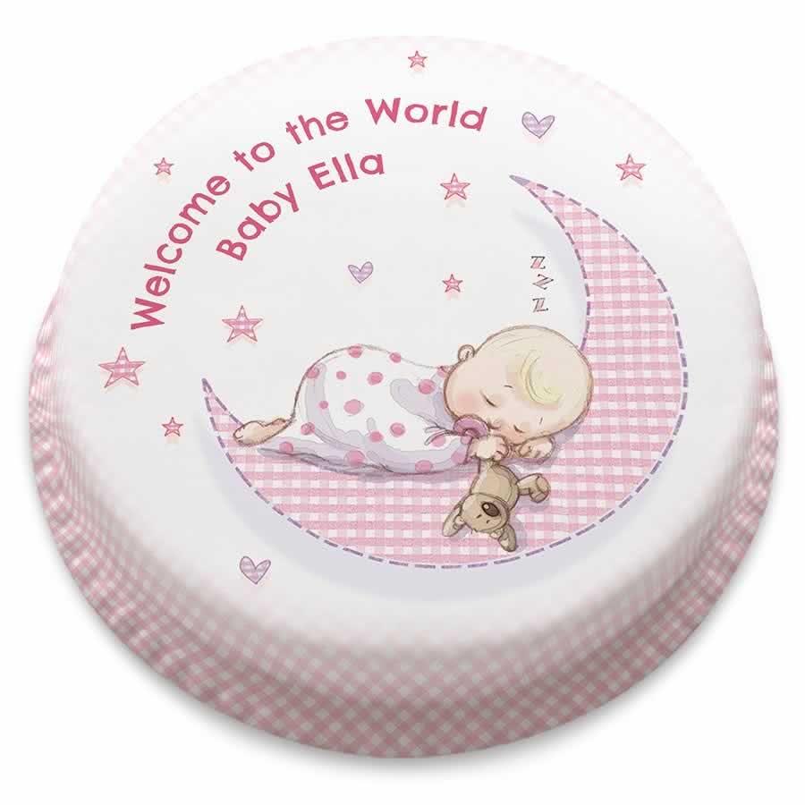 Baby Girl Moon Cake - Cancelled (Medium Cake (Serves 18-25))