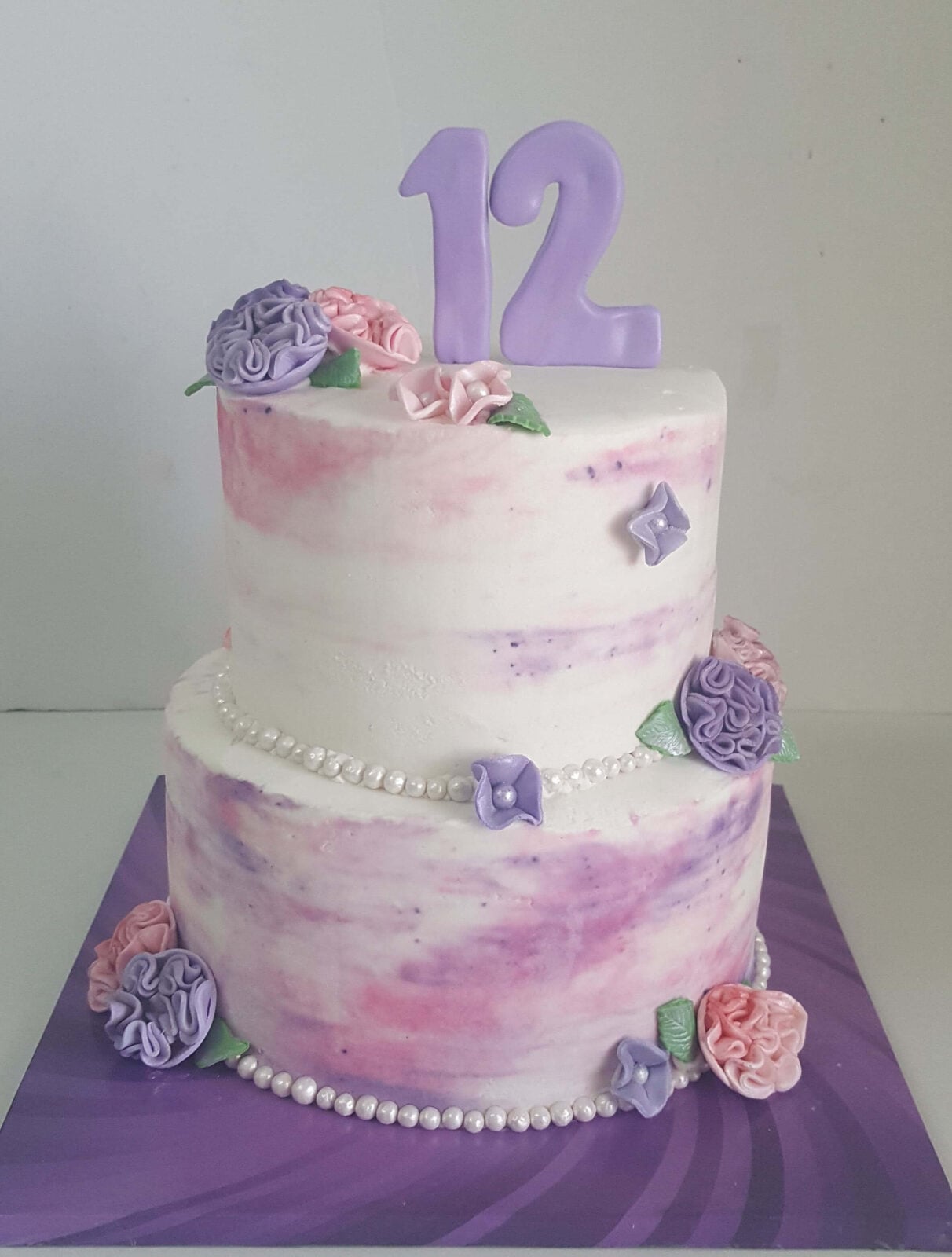 Purple ‘N Pink 2 Tier Cake (Six inch on Eight inch)