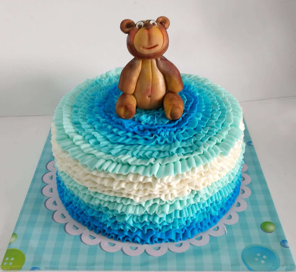 Teddy Bear Ruffle Cake (Eight inch)