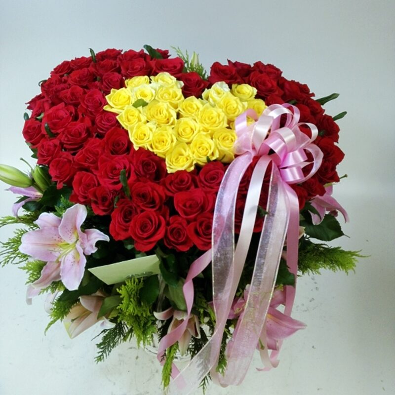 Flower Basket(100 Roses)-Heart