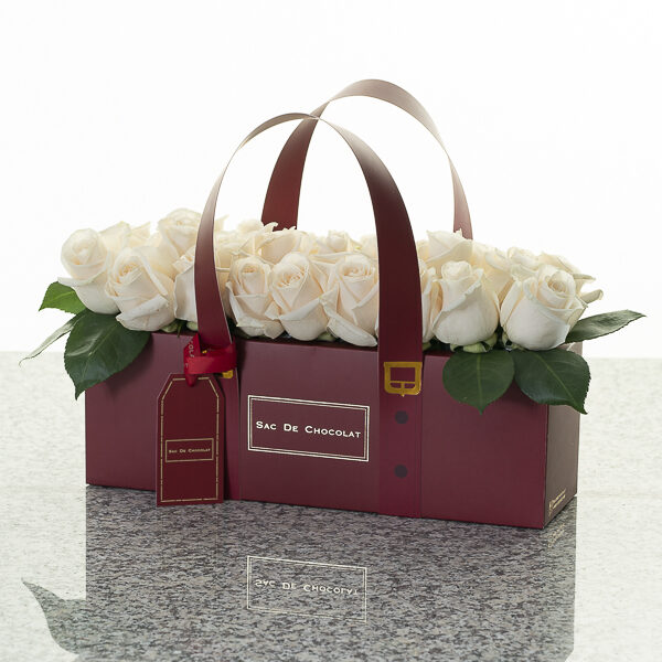 Maroon Bag White Roses (1 Kg)