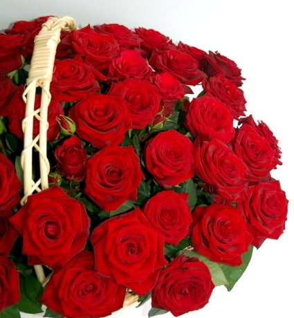 Excellent flowers basket of 50 red roses