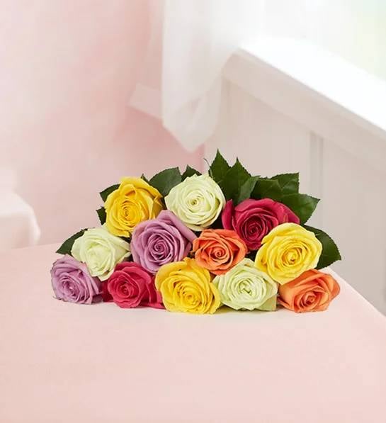 Romantic Assorted Roses (12 Stems, Bouquet Only)