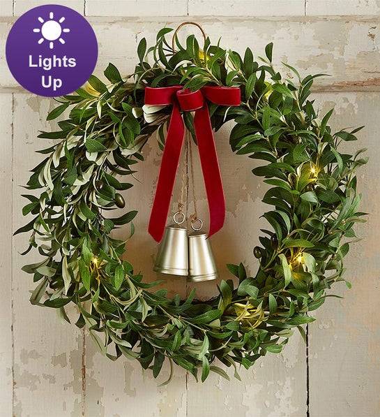 Eucalyptus Country Bells Wreath with Lights- 20"