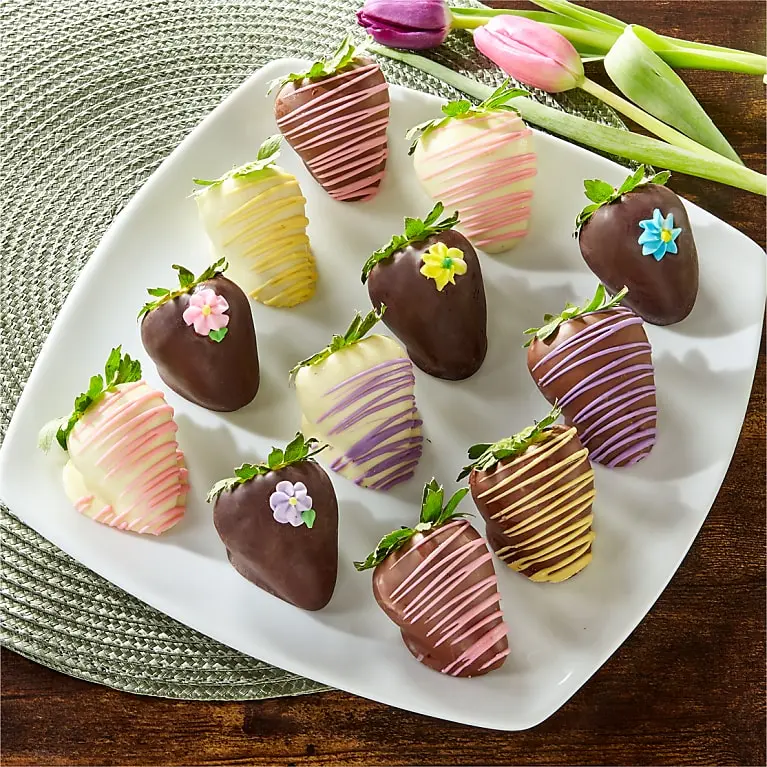 Flower Power Belgian Chocolate Covered Strawberries - 12pc