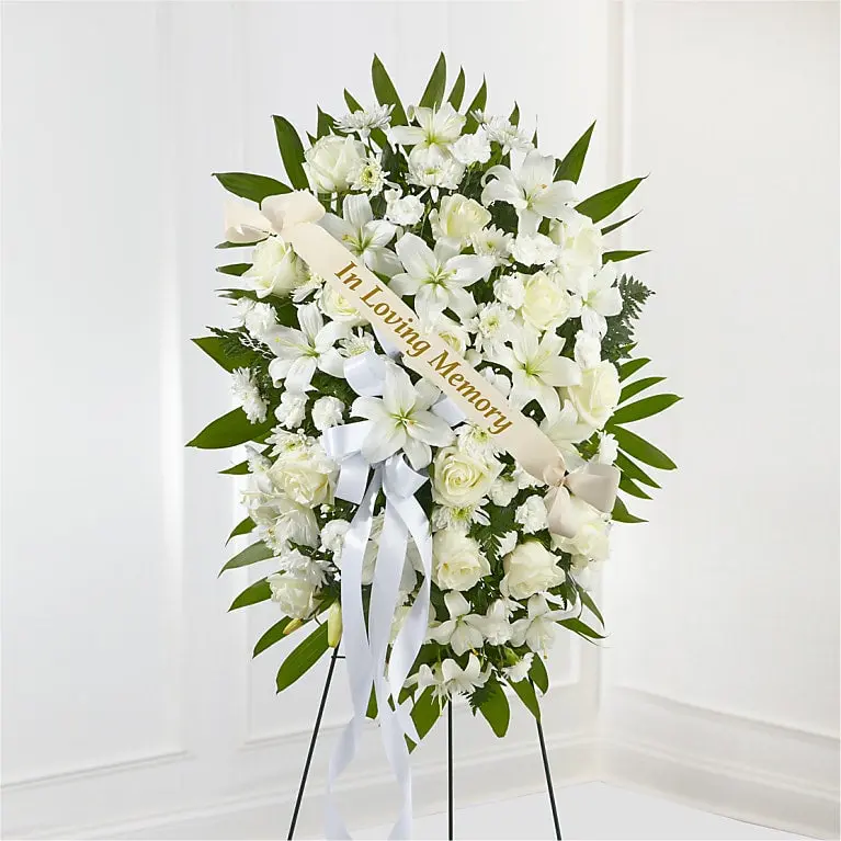 Exquisite Tribute Standing Spray with Memorial Ribbon