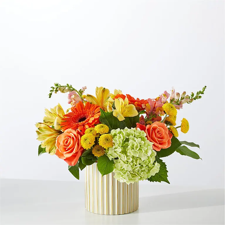 Autumn Sunshine Bouquet with Ivory Vase