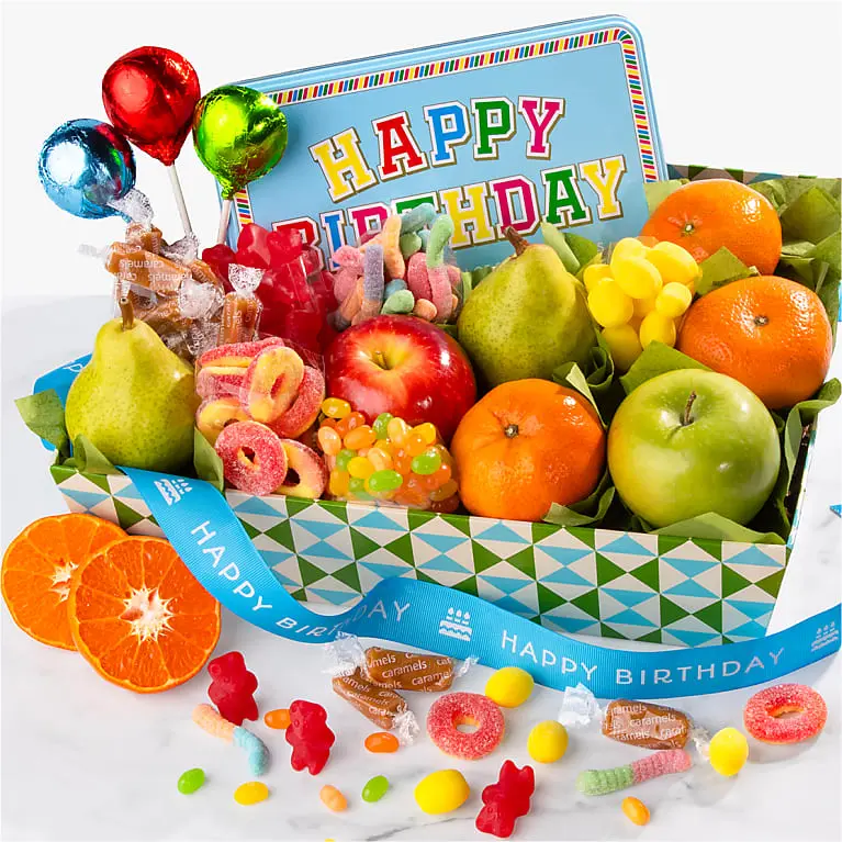 Happy Birthday Fruit & Treats Basket