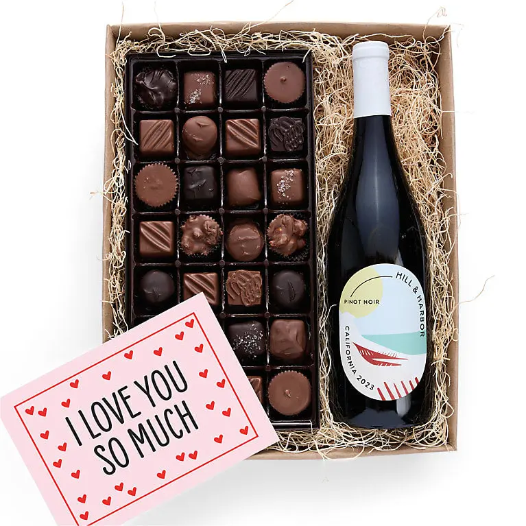 I Love You Gourmet Chocolates & Wine Collection