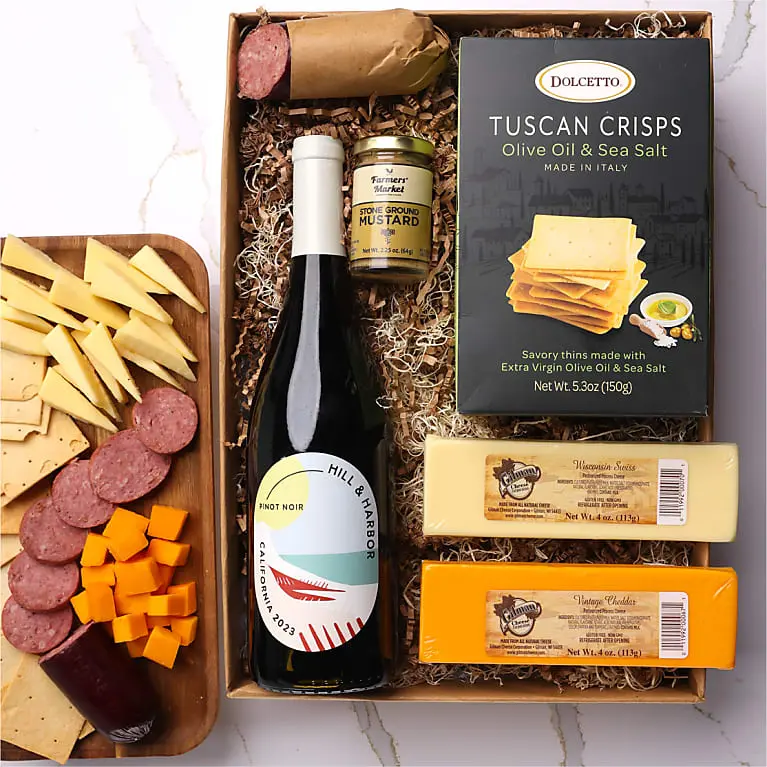 Traditional Cheese, Meat & Wine Gift Box