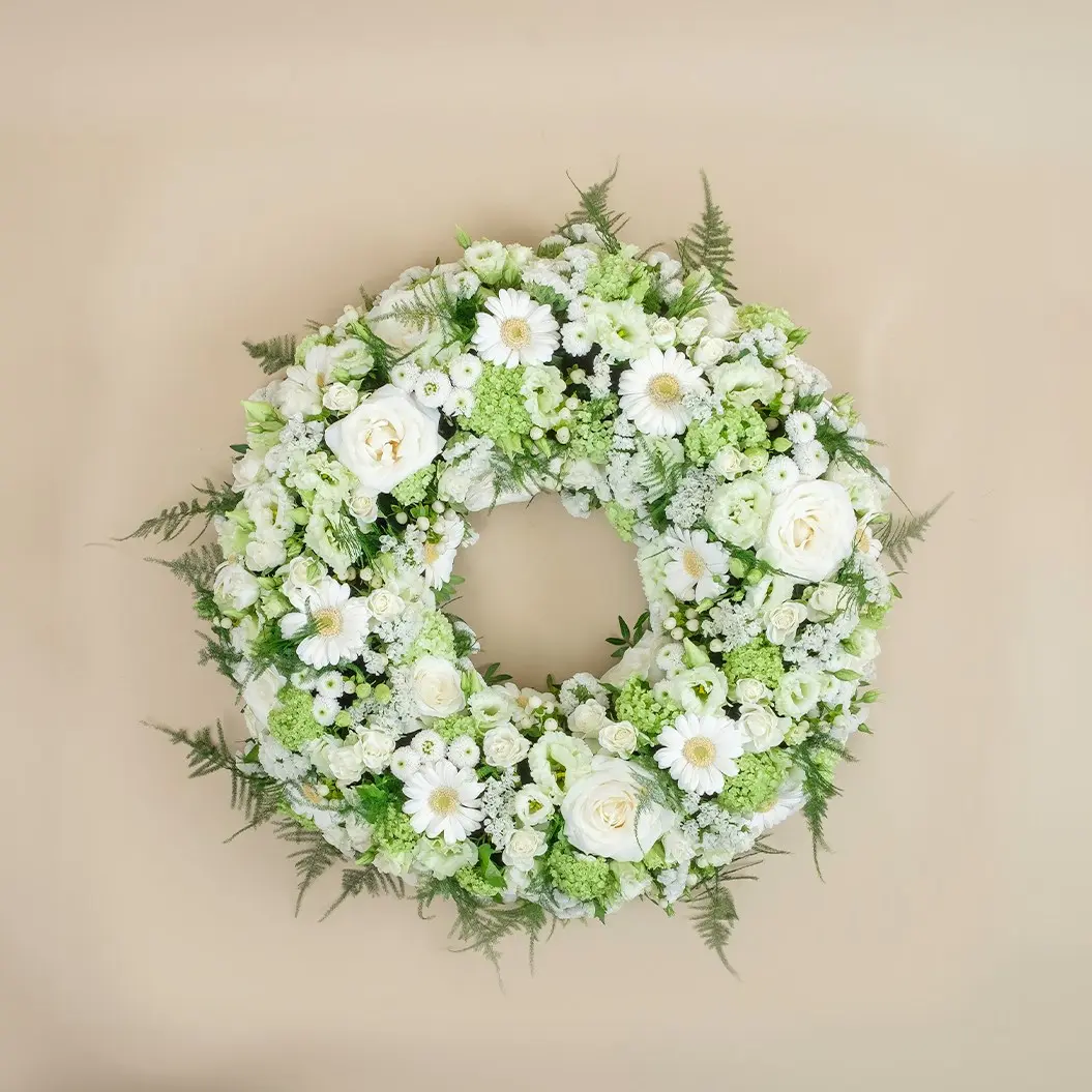 White and Green Funeral Wreath