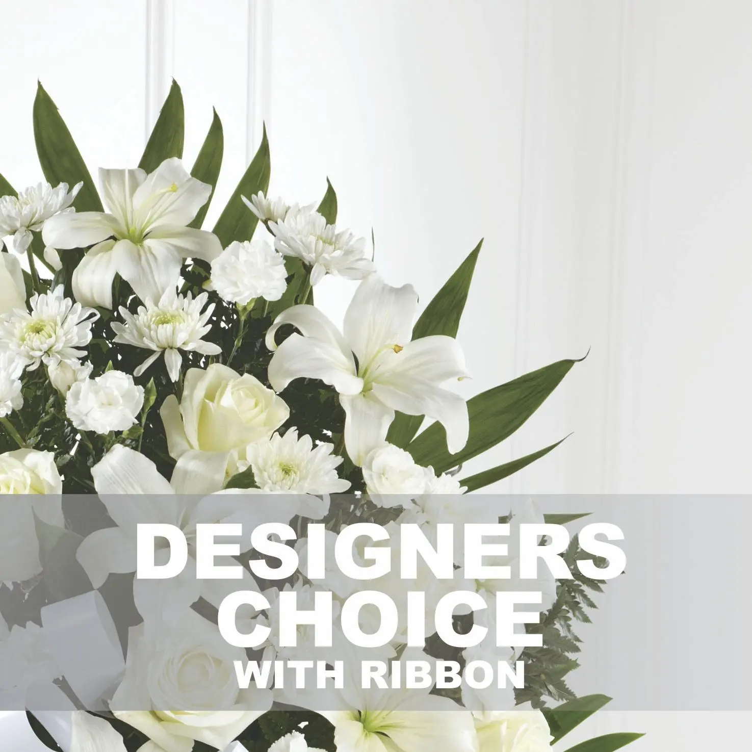 Funeral spray or arrangement with ribbon