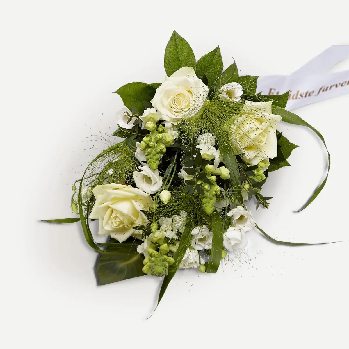 Funeral spray, Florist's Choice with ribbon