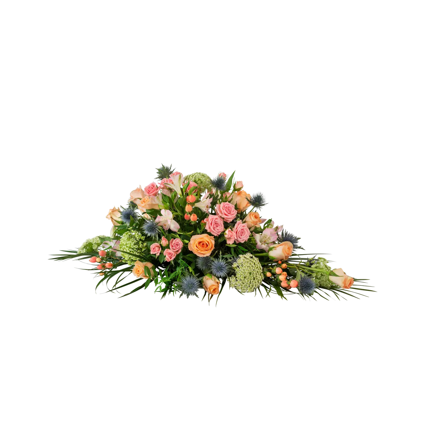 Funeral Bouquet Medium Winter Spring Flowers w ribbon 240169