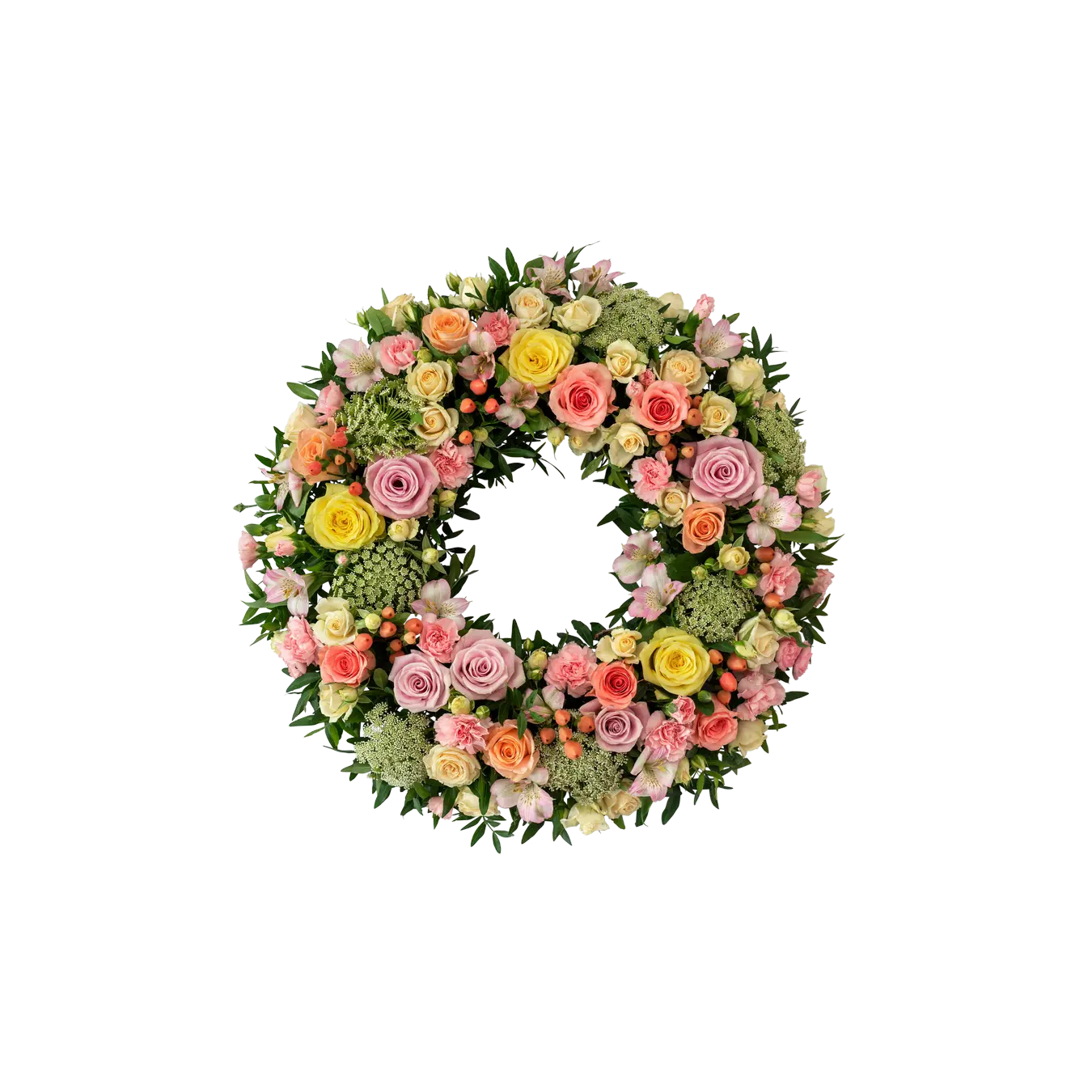 Funeral Wreath Winter Spring Flowers w ribbon 240170