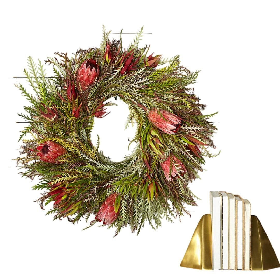 Fresh Safari Sunset and Pink Protea Wreath
